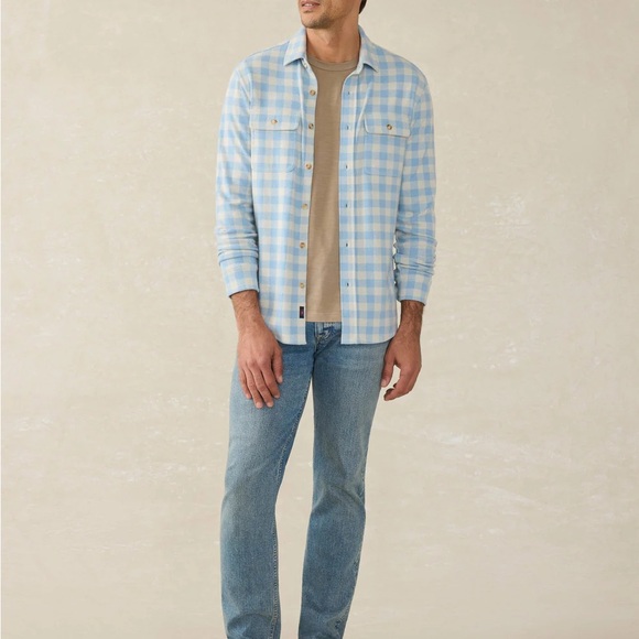 Blue and White Plaid Men's Shirt - Picture 5 of 6